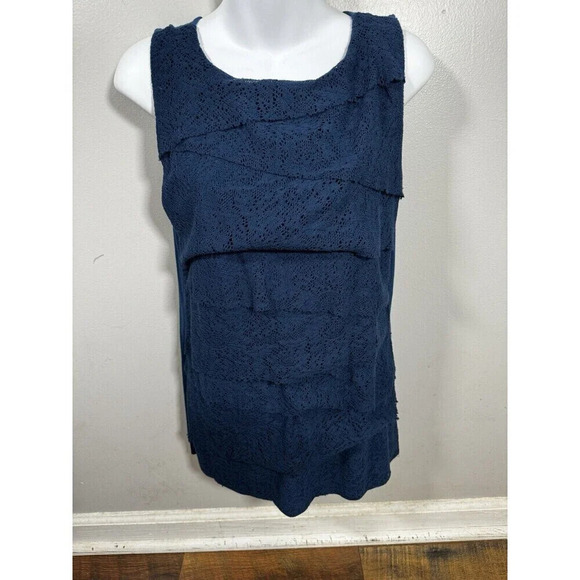 Verve Ami Size L Womens BlueLace Soft Rayon Sleeveless Tunic - Picture 1 of 5